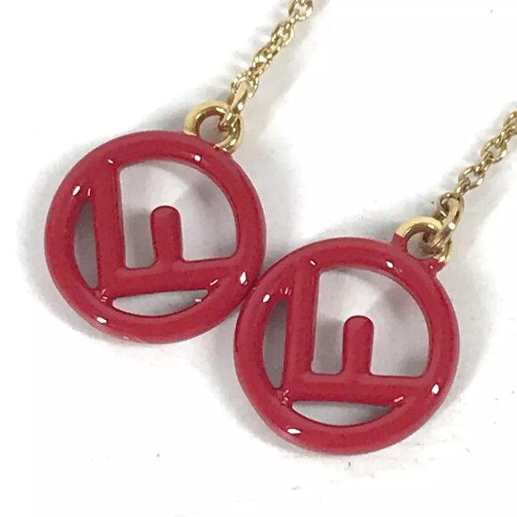 FENDI Accessories F is Chain Long Pierce Metal Gold/Red - Picture 3 of 9